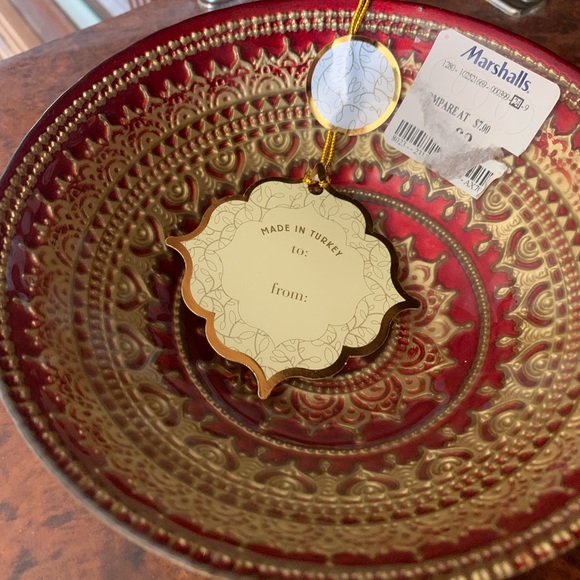TURKISH Red and Gold Decorative Bowl - Picture 1 of 3